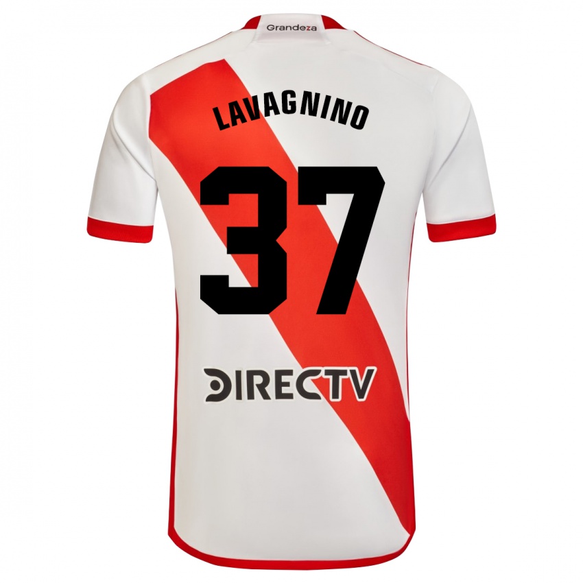 Criança Camisola Lucas Lavagnino #37 Branco Vermelho Principal 2024/25 Camisa