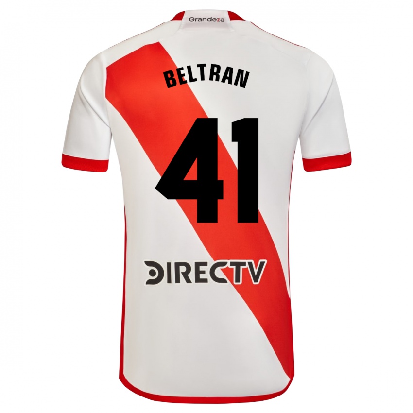 Criança Camisola Santiago Beltrán #41 Branco Vermelho Principal 2024/25 Camisa