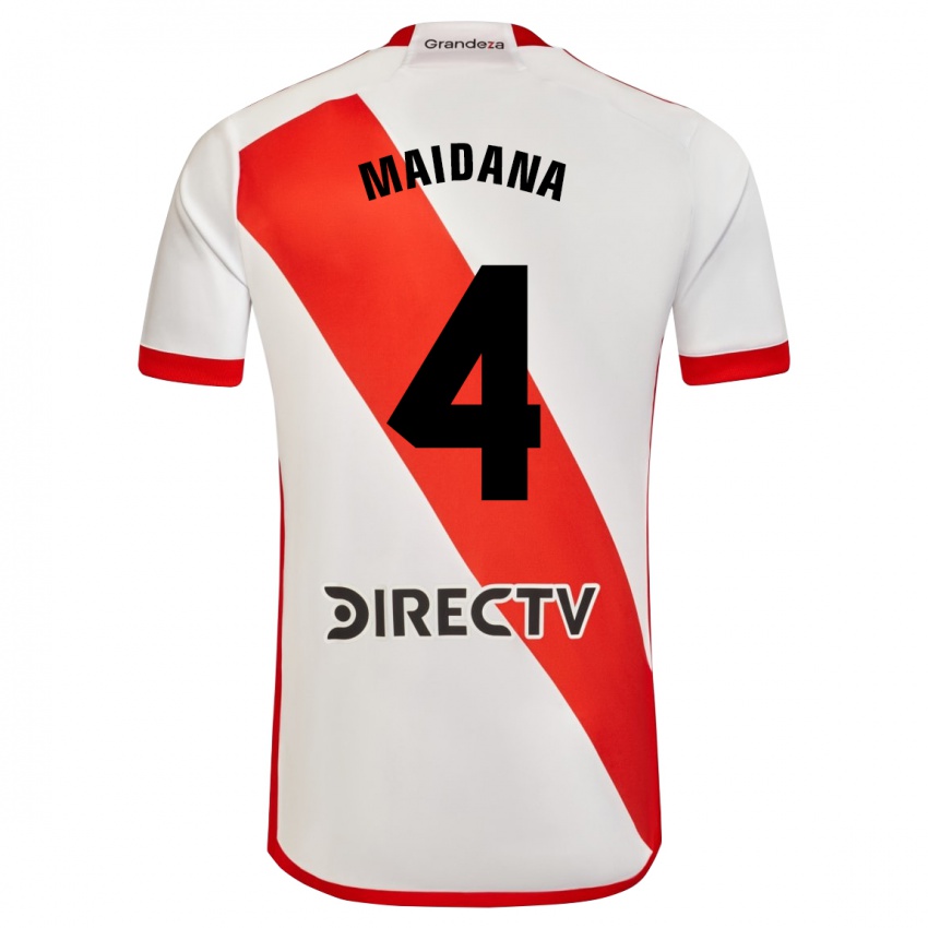 Criança Camisola Jonatan Maidana #4 Branco Vermelho Principal 2024/25 Camisa