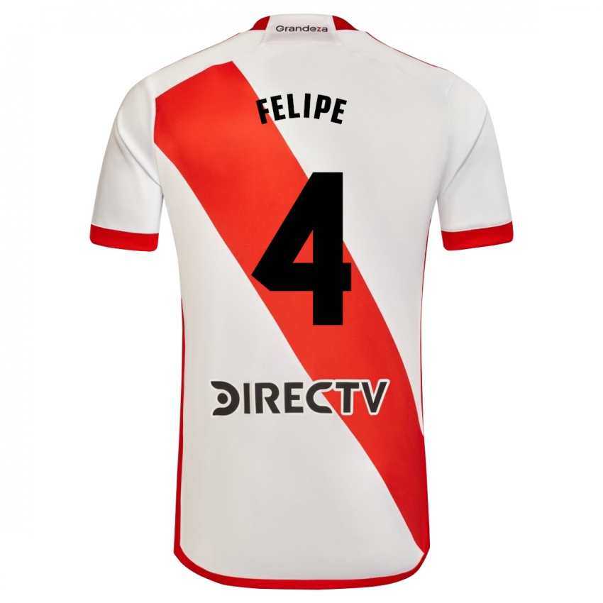 Criança Camisola Carina Felipe Silva #4 Branco Vermelho Principal 2024/25 Camisa