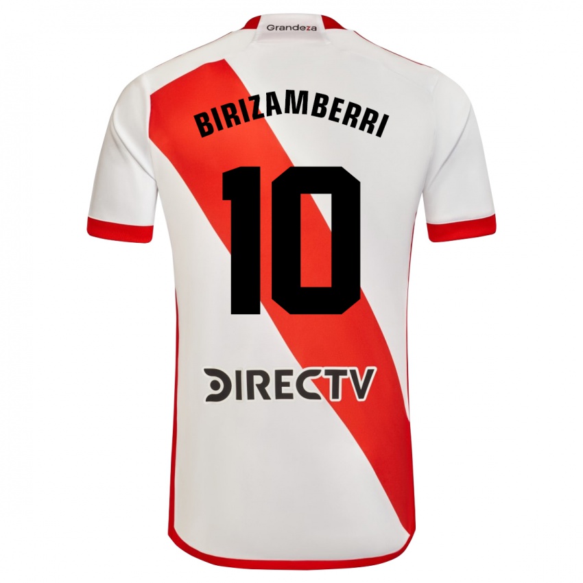 Criança Camisola María Carolina Birizamberri Rivero #10 Branco Vermelho Principal 2024/25 Camisa