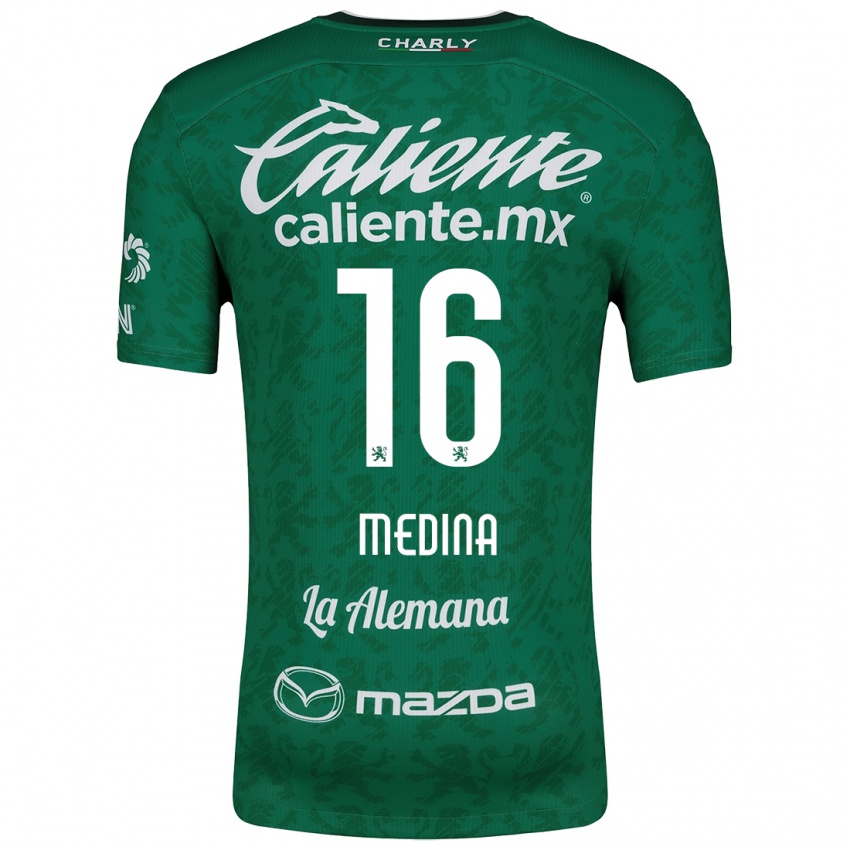 Criança Camisola Alan Medina #16 Verde Branco Principal 2024/25 Camisa