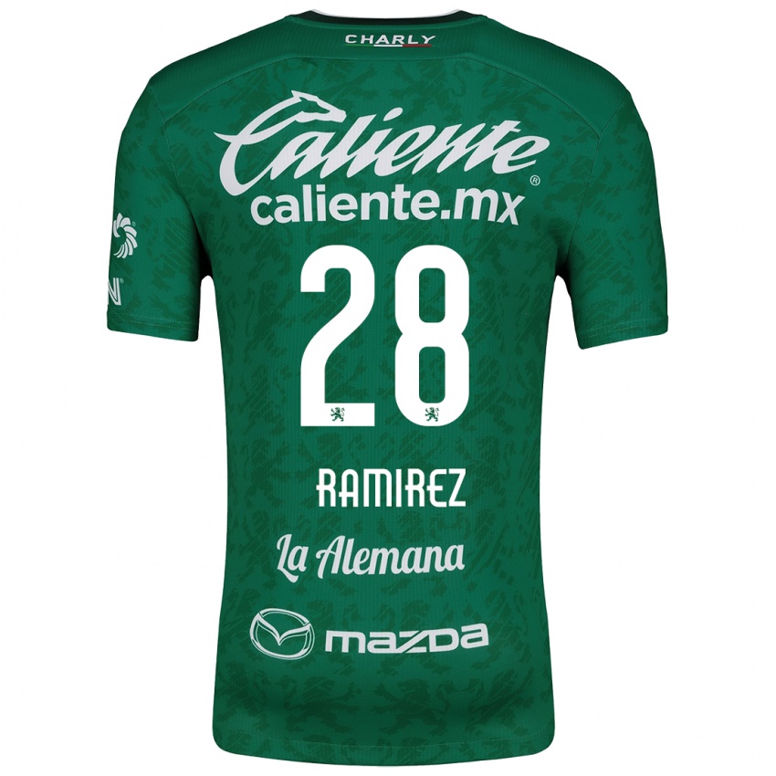 Criança Camisola David Ramírez #28 Verde Branco Principal 2024/25 Camisa