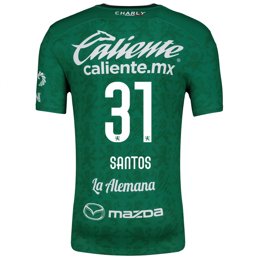 Criança Camisola Sebastián Santos #31 Verde Branco Principal 2024/25 Camisa