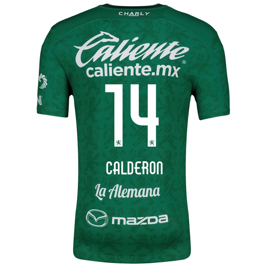 Criança Camisola Daniela Calderón #14 Verde Branco Principal 2024/25 Camisa