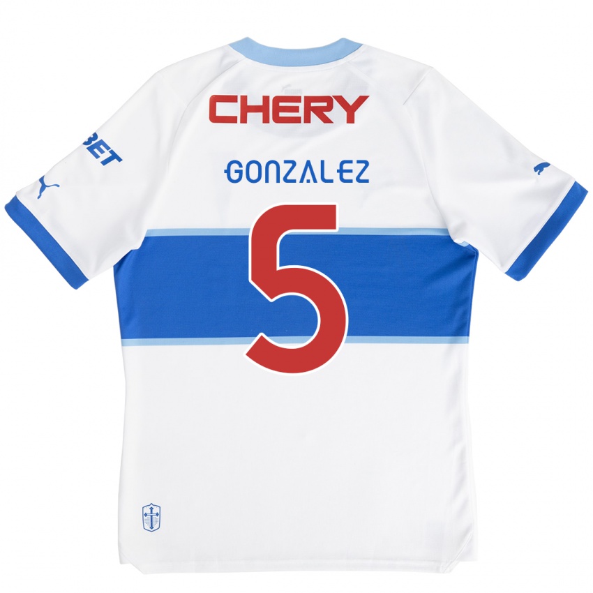 Criança Camisola Daniel González #5 Branco Azul Principal 2024/25 Camisa