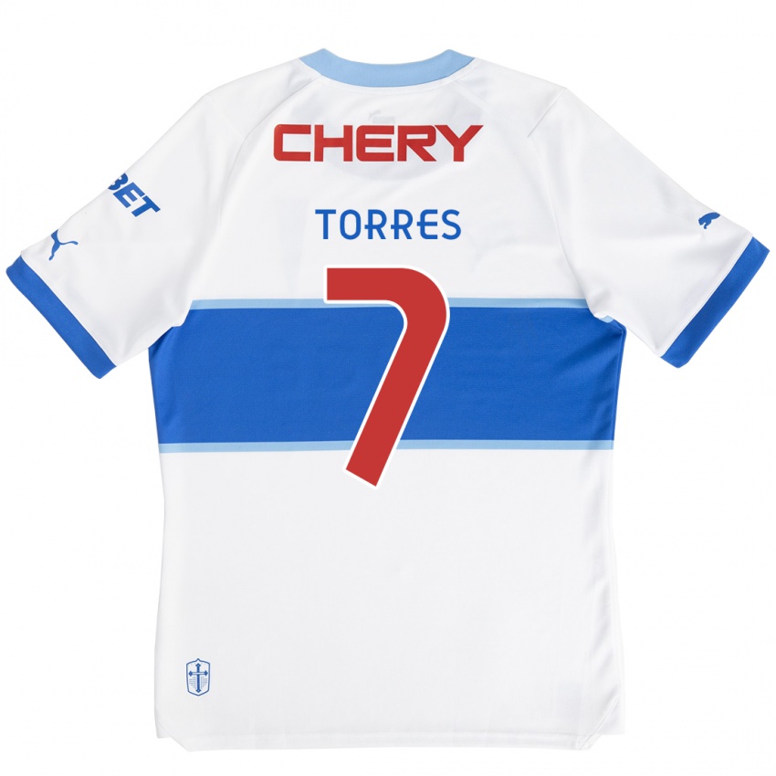 Criança Camisola Joaquín Torres #7 Branco Azul Principal 2024/25 Camisa