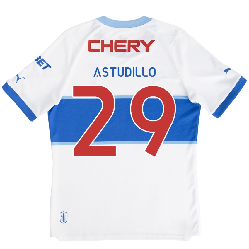 Criança Camisola Aaron Astudillo #29 Branco Azul Principal 2024/25 Camisa