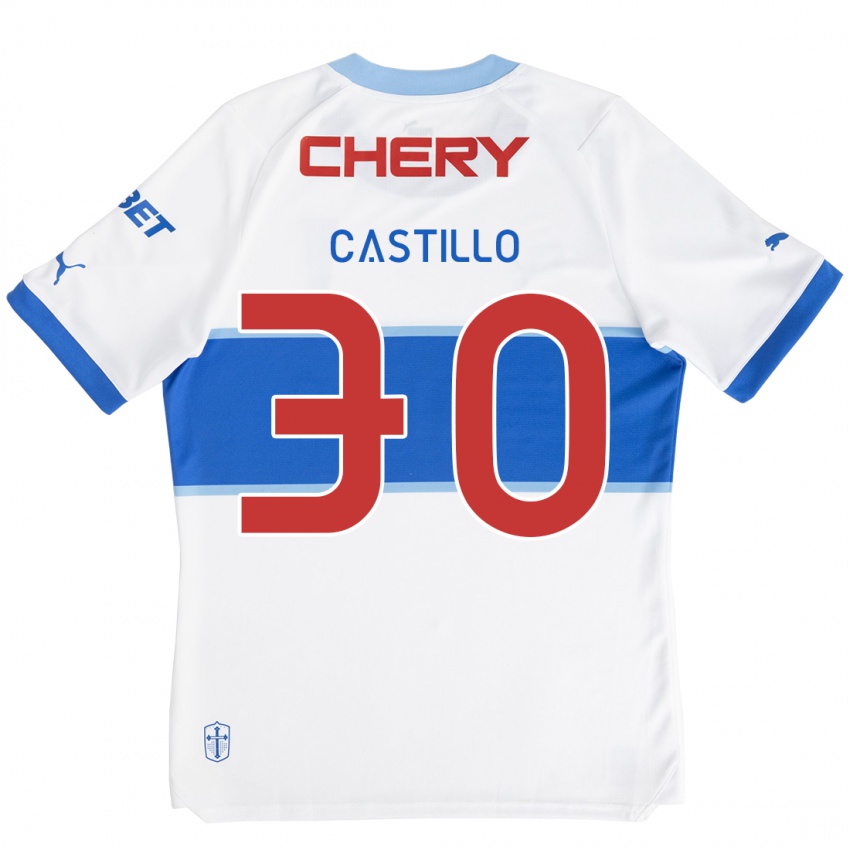 Criança Camisola Nicolas Castillo #30 Branco Azul Principal 2024/25 Camisa