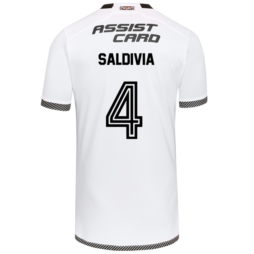 Criança Camisola Alan Saldivia #4 Branco Preto Principal 2024/25 Camisa