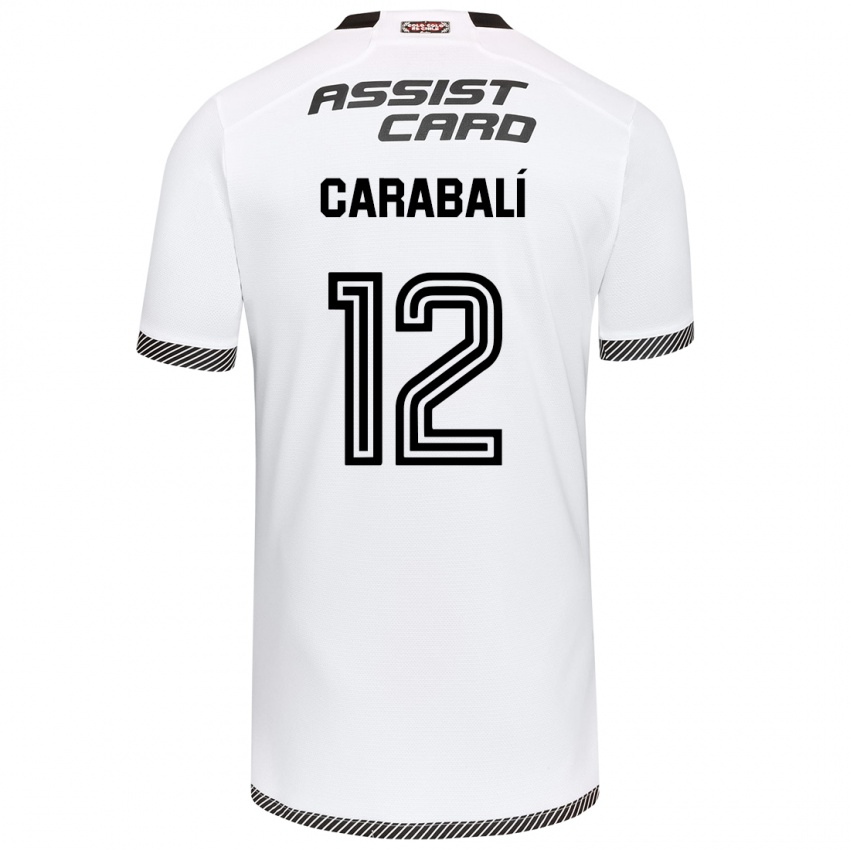 Criança Camisola Omar Carabalí #12 Branco Preto Principal 2024/25 Camisa