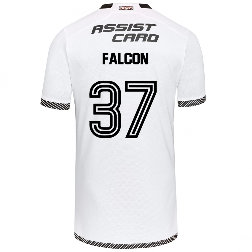 Criança Camisola Maximiliano Falcón #37 Branco Preto Principal 2024/25 Camisa