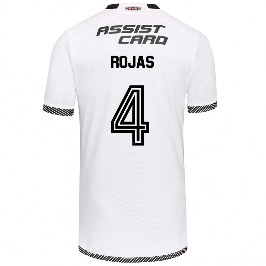 Criança Camisola Javier Rojas #4 Branco Preto Principal 2024/25 Camisa