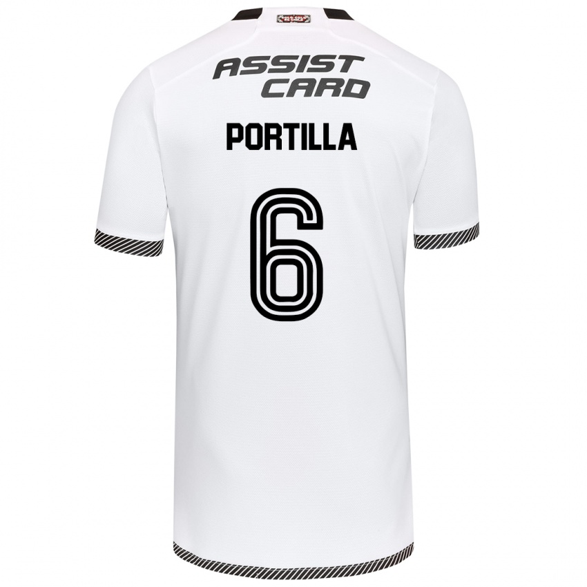 Criança Camisola Dylan Portilla #6 Branco Preto Principal 2024/25 Camisa