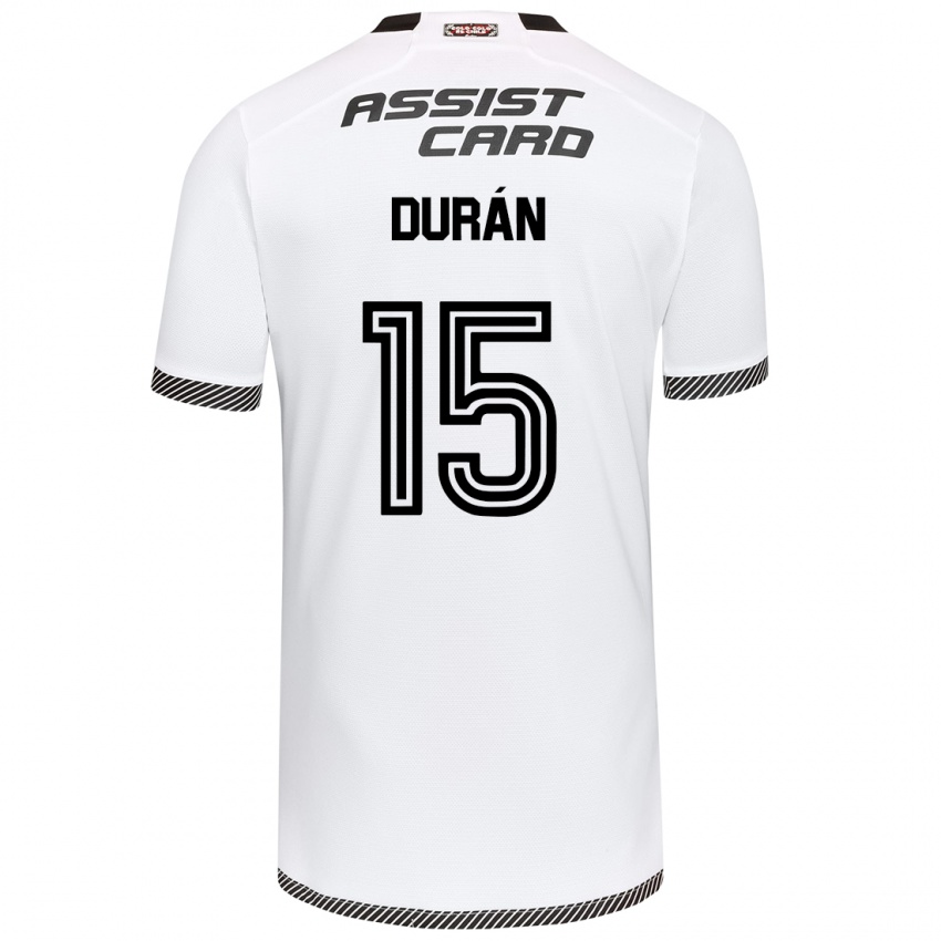 Criança Camisola José Durán #15 Branco Preto Principal 2024/25 Camisa