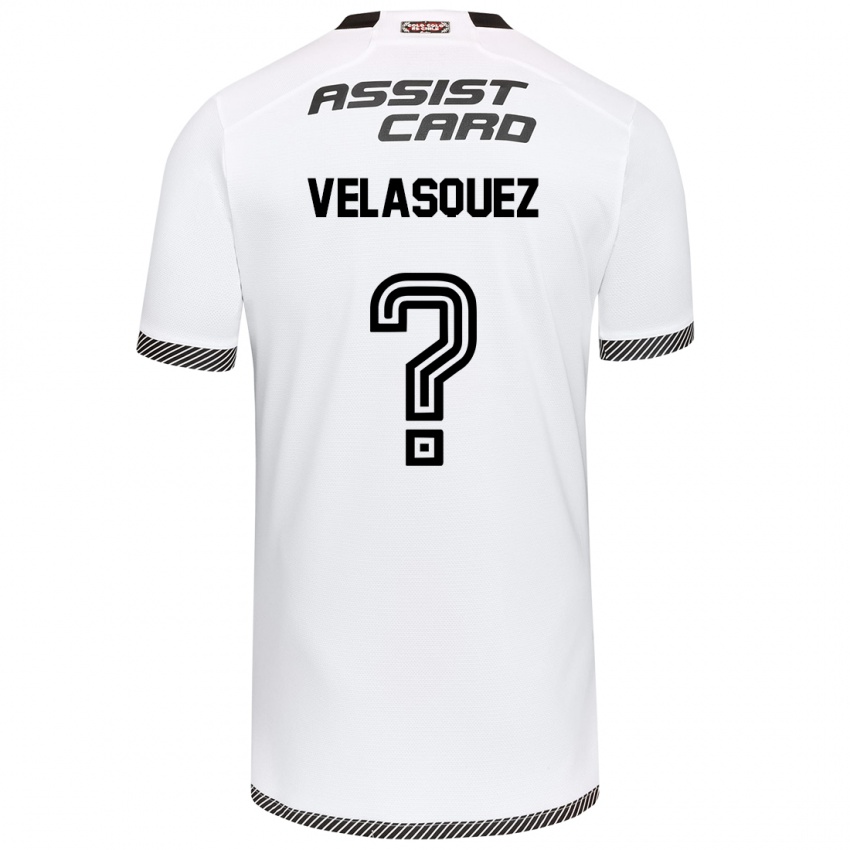 Criança Camisola Milovan Velásquez #0 Branco Preto Principal 2024/25 Camisa