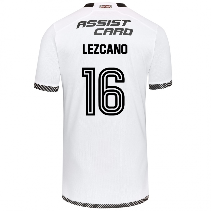 Criança Camisola Darío Lezcano #16 Branco Preto Principal 2024/25 Camisa