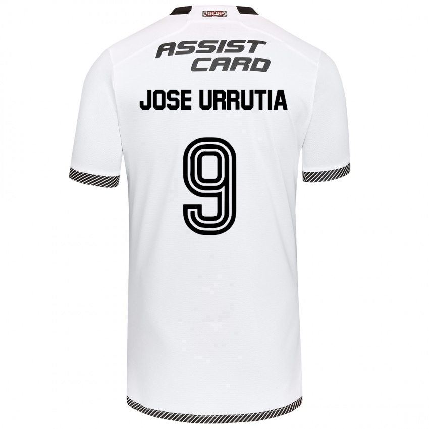 Criança Camisola María José Urrutia #9 Branco Preto Principal 2024/25 Camisa