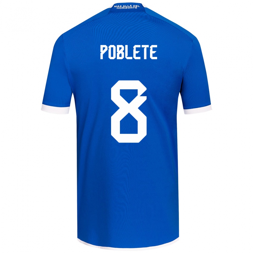 Criança Camisola Israel Poblete #8 Branco Azulado Principal 2024/25 Camisa