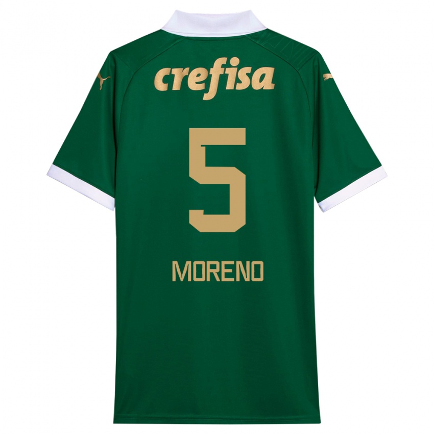 Criança Camisola Aníbal Moreno #5 Verde Branco Principal 2024/25 Camisa