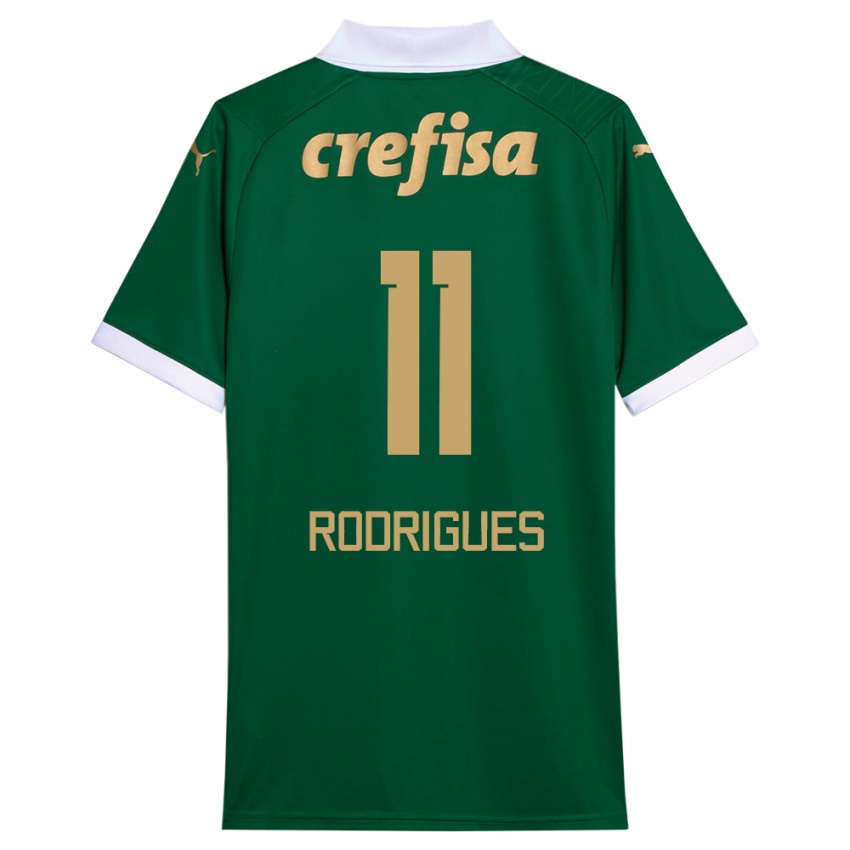 Criança Camisola Bruno Rodrigues #11 Verde Branco Principal 2024/25 Camisa