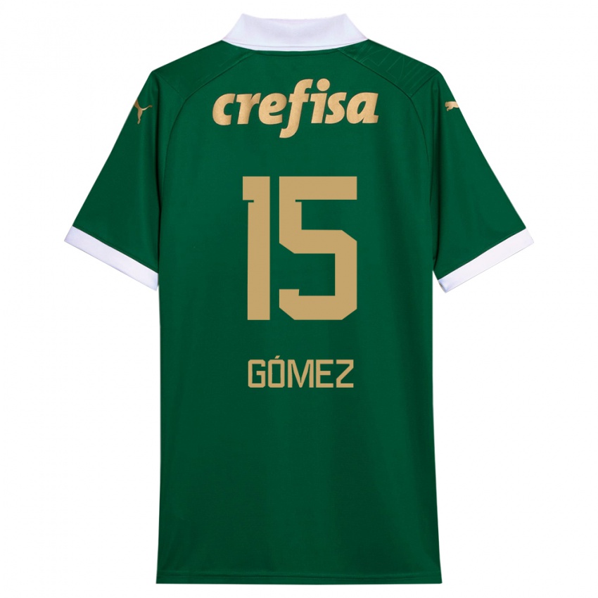 Criança Camisola Gustavo Gomez #15 Verde Branco Principal 2024/25 Camisa