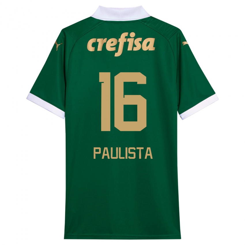 Criança Camisola Caio Paulista #16 Verde Branco Principal 2024/25 Camisa