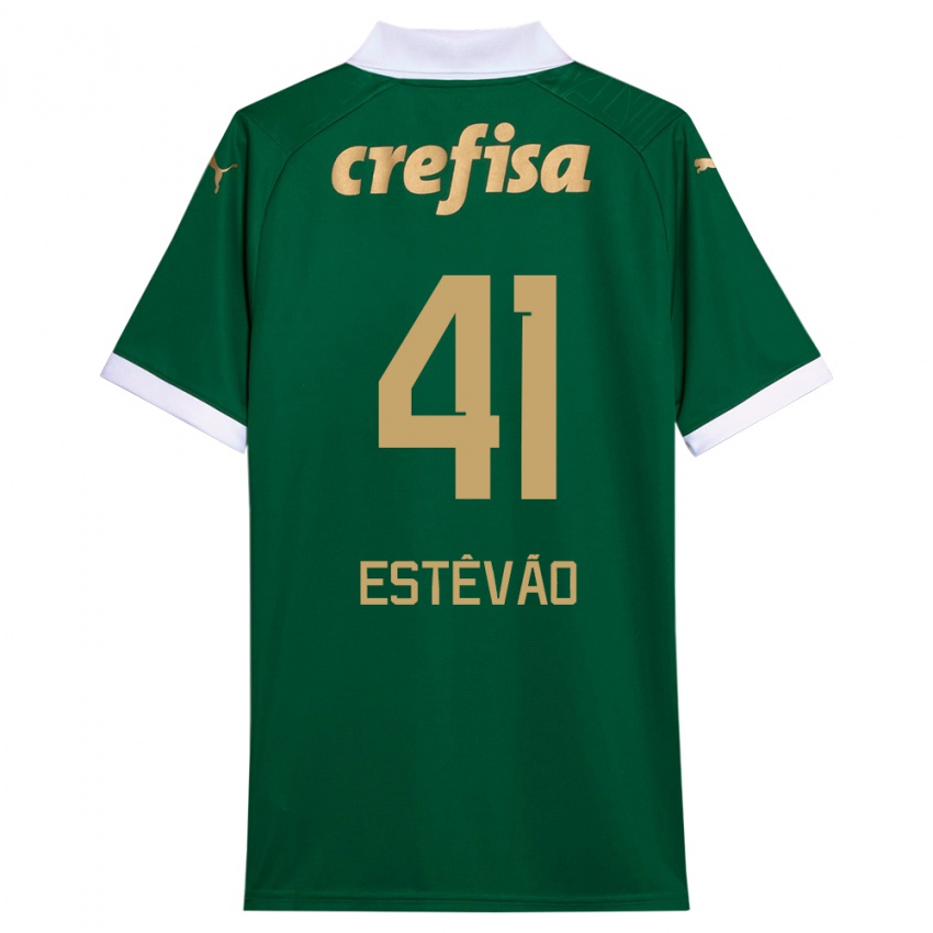 Criança Camisola Estêvão #41 Verde Branco Principal 2024/25 Camisa