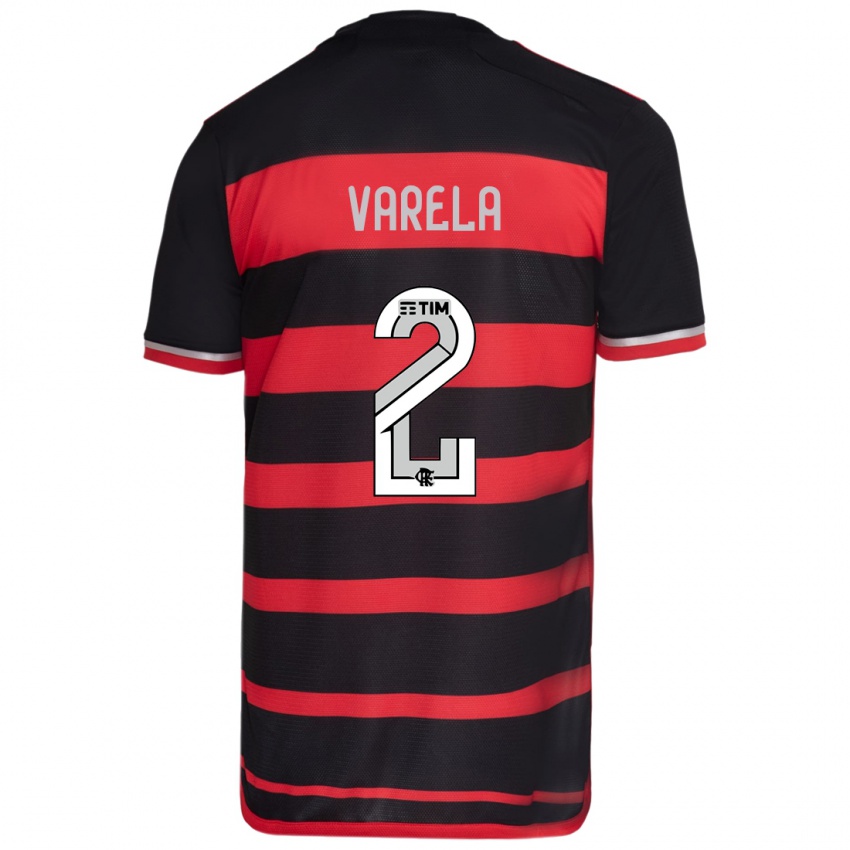 Criança Camisola Guillermo Varela #2 Vermelho Preto Principal 2024/25 Camisa