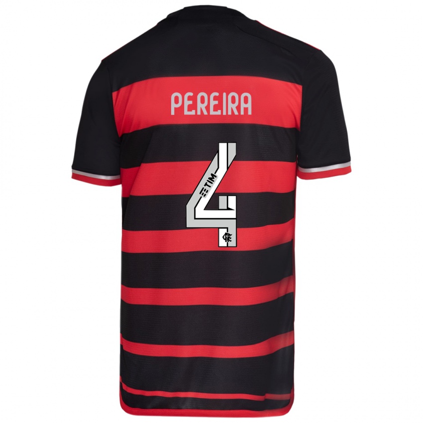 Criança Camisola Leo Pereira #4 Vermelho Preto Principal 2024/25 Camisa