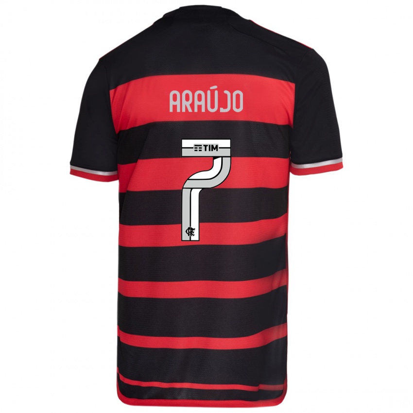 Criança Camisola Luiz Araújo #7 Vermelho Preto Principal 2024/25 Camisa