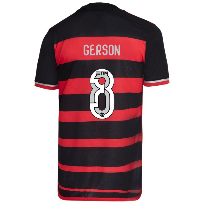 Criança Camisola Gerson #8 Vermelho Preto Principal 2024/25 Camisa