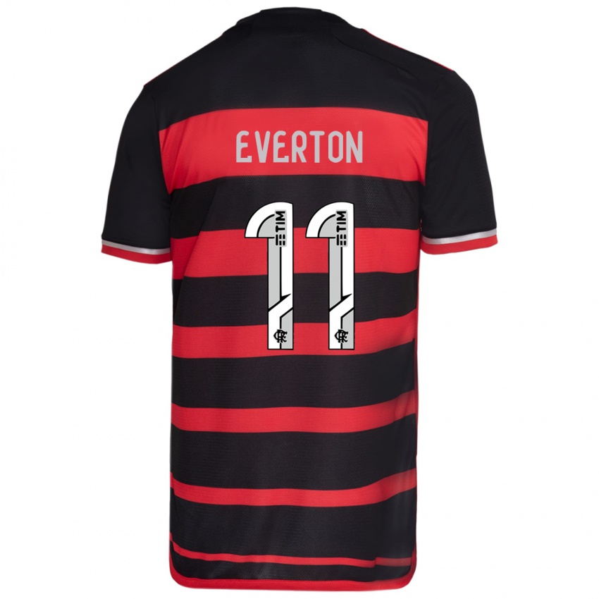 Criança Camisola Everton #11 Vermelho Preto Principal 2024/25 Camisa