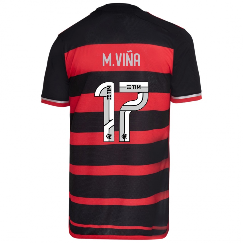 Criança Camisola Matias Vina #17 Vermelho Preto Principal 2024/25 Camisa