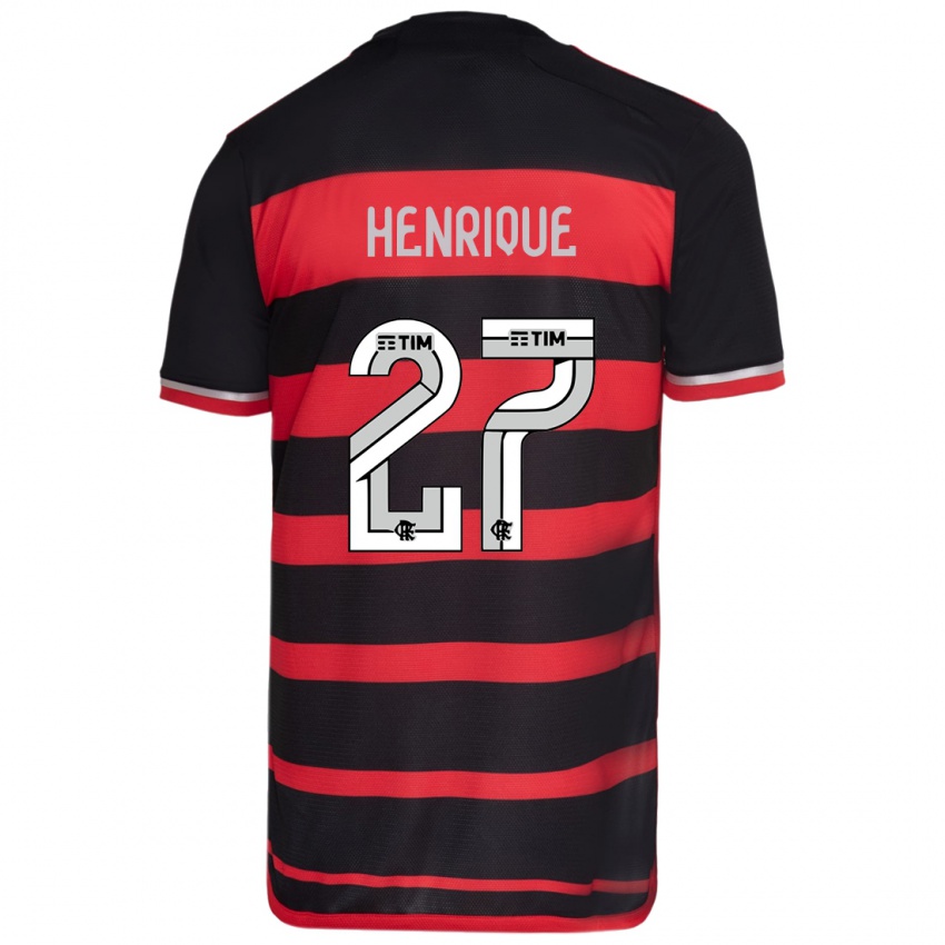 Criança Camisola Bruno Henrique #27 Vermelho Preto Principal 2024/25 Camisa