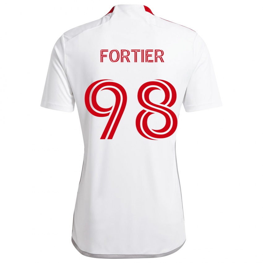 Criança Camisola Kristjan Fortier #98 Branco Vermelho Alternativa 2024/25 Camisa