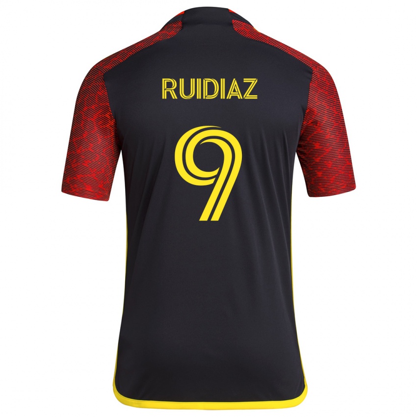 Criança Camisola Raúl Ruidíaz #9 Vermelho Preto Alternativa 2024/25 Camisa