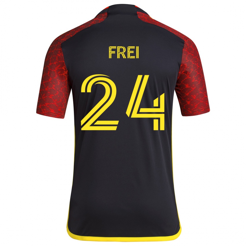 Criança Camisola Stefan Frei #24 Vermelho Preto Alternativa 2024/25 Camisa