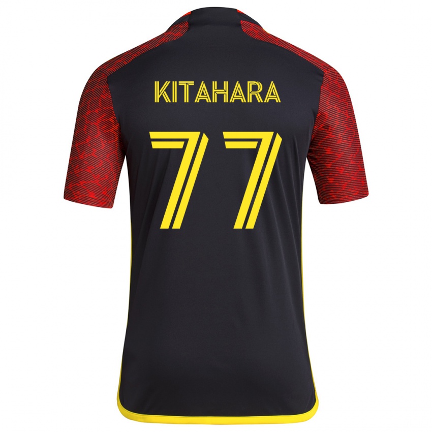 Criança Camisola Sota Kitahara #77 Vermelho Preto Alternativa 2024/25 Camisa