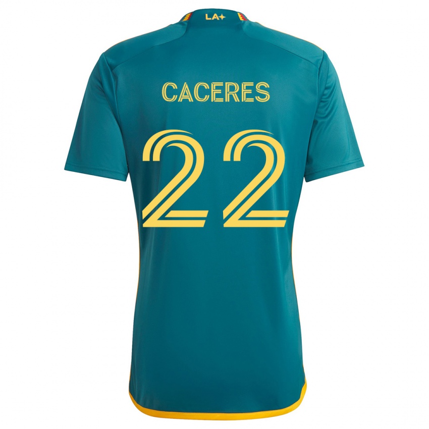 Criança Camisola Martín Cáceres #22 Verde Amarelo Alternativa 2024/25 Camisa