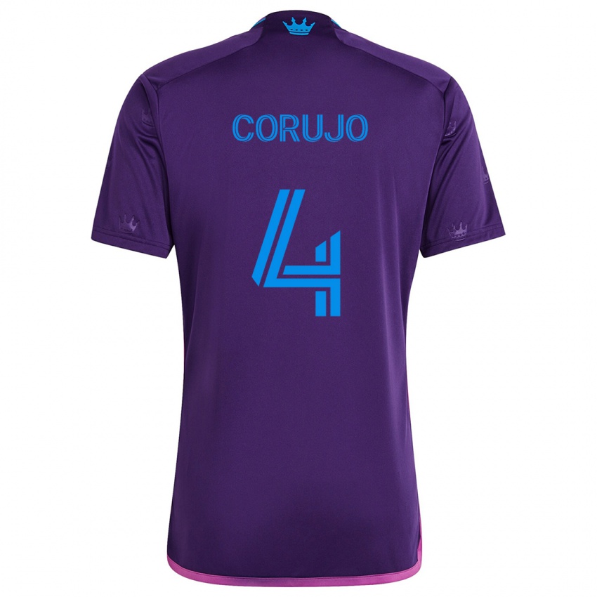 Criança Camisola Guzmán Corujo #4 Roxo Azulado Alternativa 2024/25 Camisa