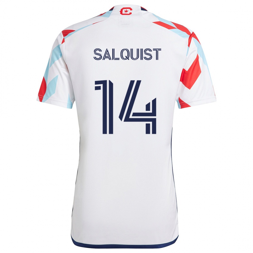 Criança Camisola Tobias Salquist #14 Branco Vermelho Azul Alternativa 2024/25 Camisa