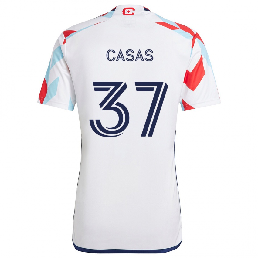 Criança Camisola Javier Casas #37 Branco Vermelho Azul Alternativa 2024/25 Camisa