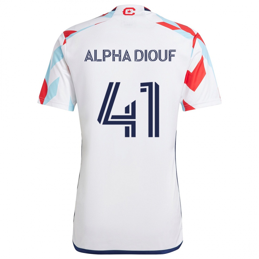 Criança Camisola Jean Alpha Diouf #41 Branco Vermelho Azul Alternativa 2024/25 Camisa