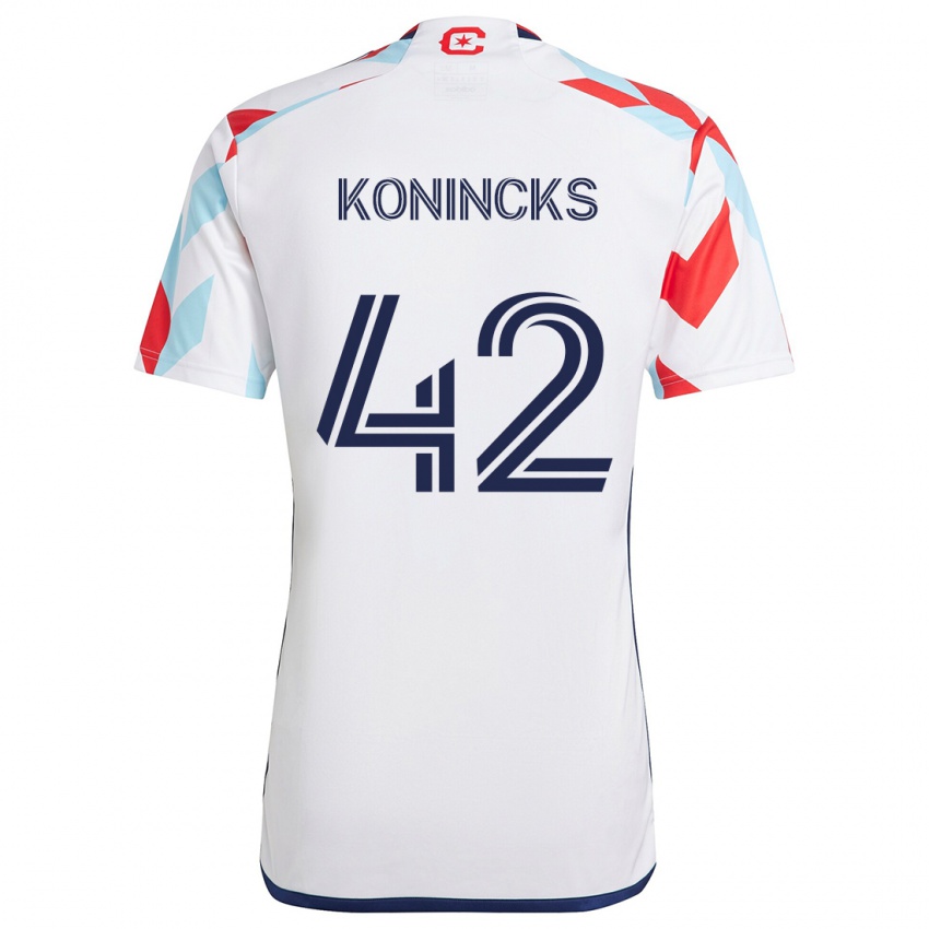 Criança Camisola Diego Konincks #42 Branco Vermelho Azul Alternativa 2024/25 Camisa