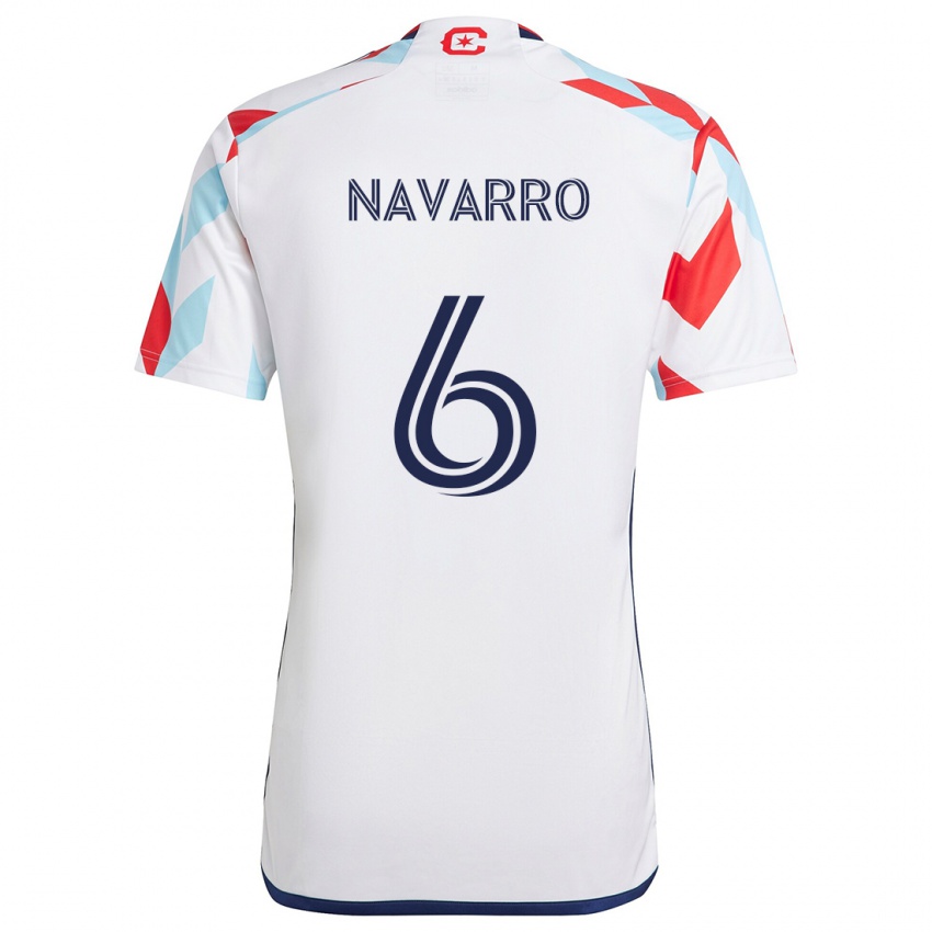 Criança Camisola Miguel Navarro #6 Branco Vermelho Azul Alternativa 2024/25 Camisa