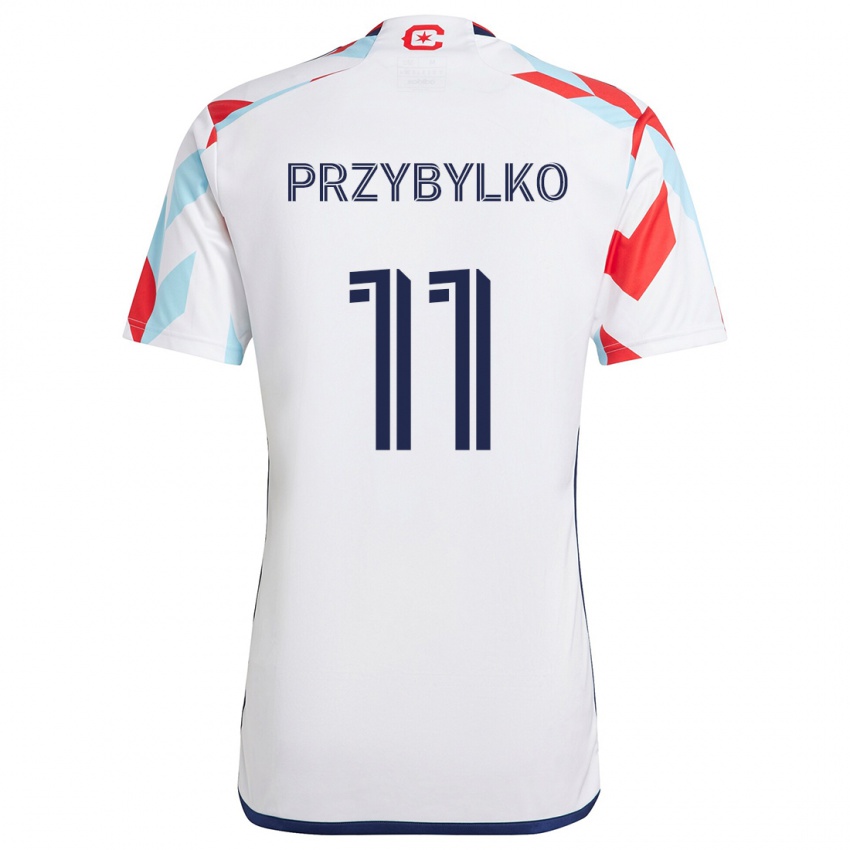 Criança Camisola Kacper Przybylko #11 Branco Vermelho Azul Alternativa 2024/25 Camisa