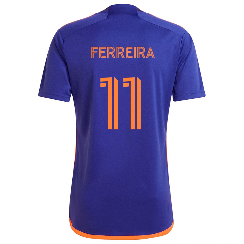 Criança Camisola Sebastián Ferreira #11 Laranja Roxa Alternativa 2024/25 Camisa