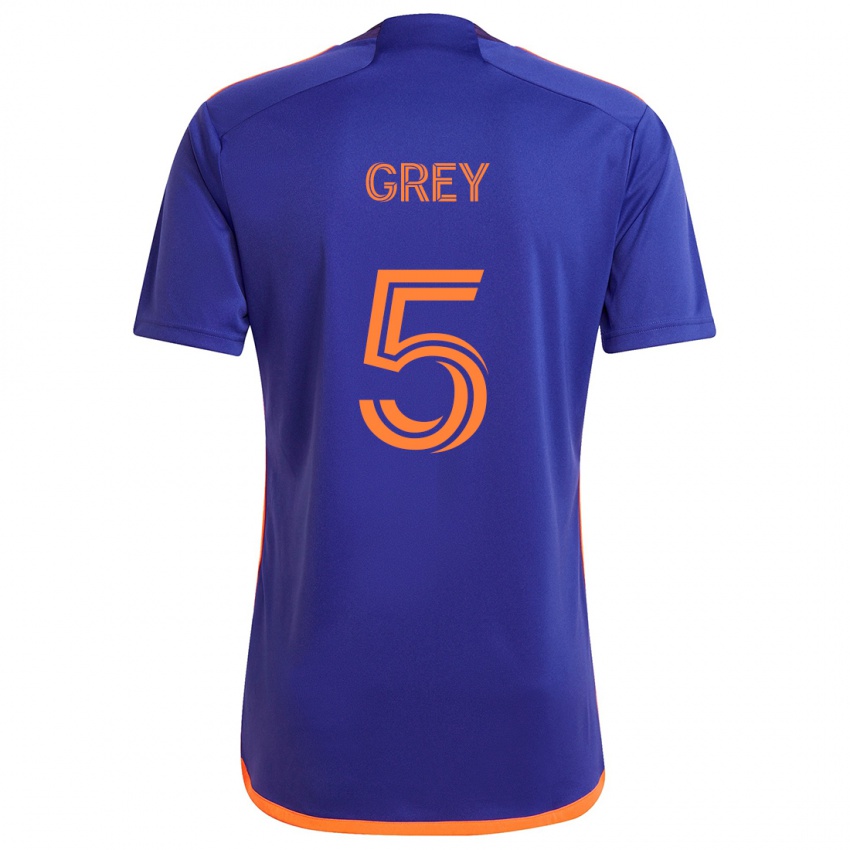 Criança Camisola Omar Grey #5 Laranja Roxa Alternativa 2024/25 Camisa