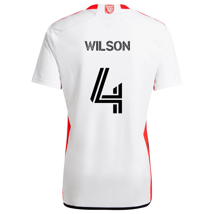 Criança Camisola Bruno Wilson #4 Branco Vermelho Alternativa 2024/25 Camisa